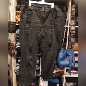 Torrid Premium Jeans Size 26xt Charcoal Distressed High-Waist Jeggings